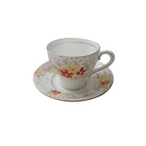 Vintage Fine Bone Bell China England Teacup And Saucer Set Floral Design